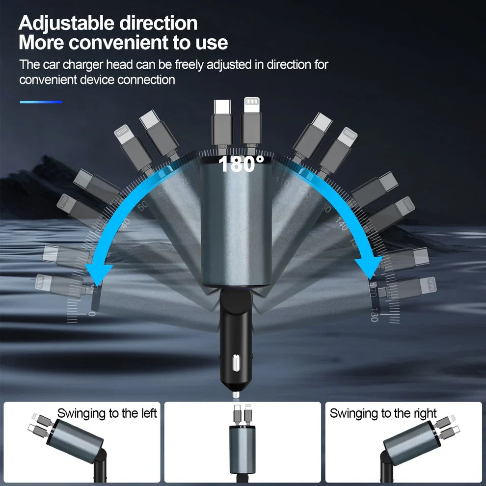 4 in 1 Retractable Car Phone Charger