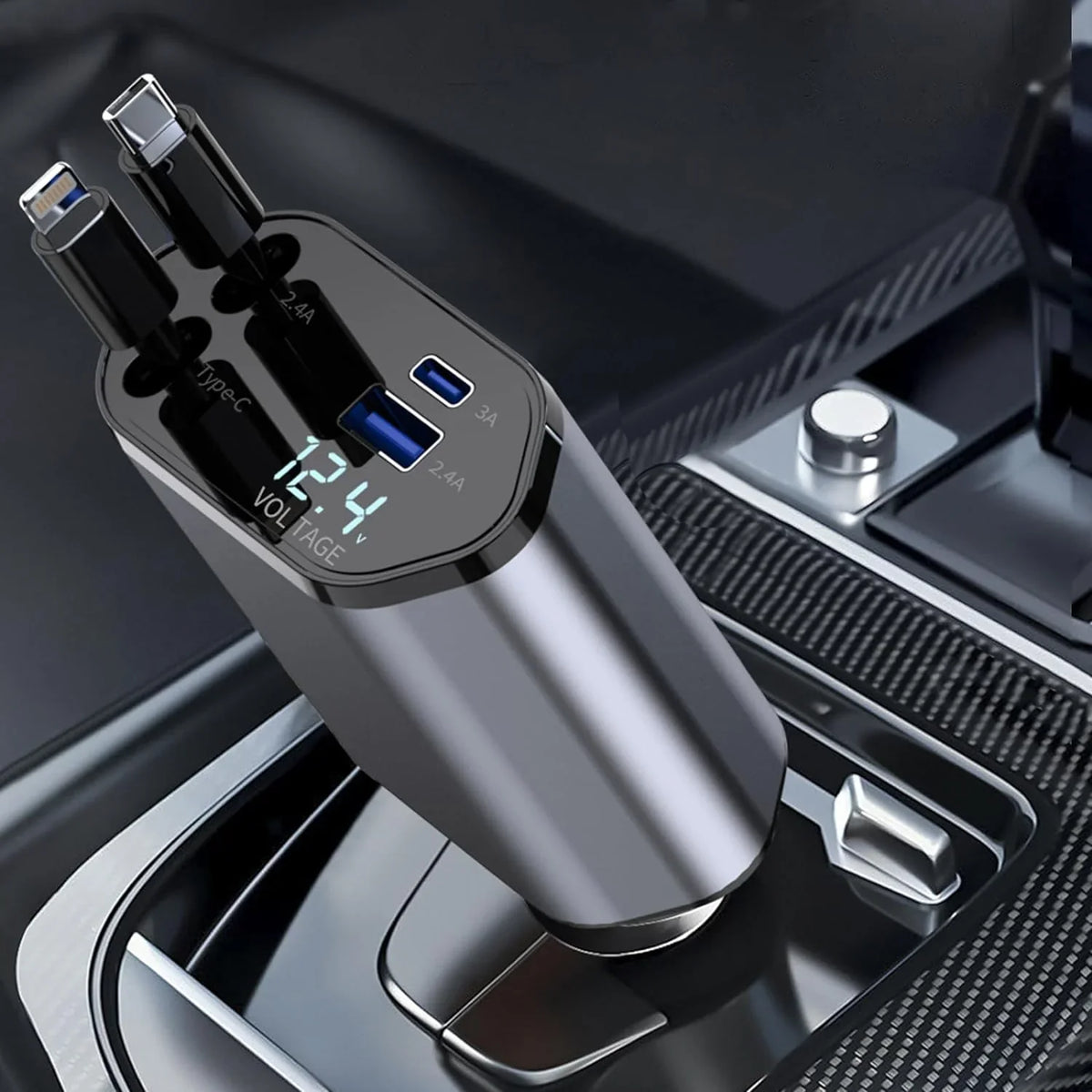4 in 1 Retractable Car Phone Charger