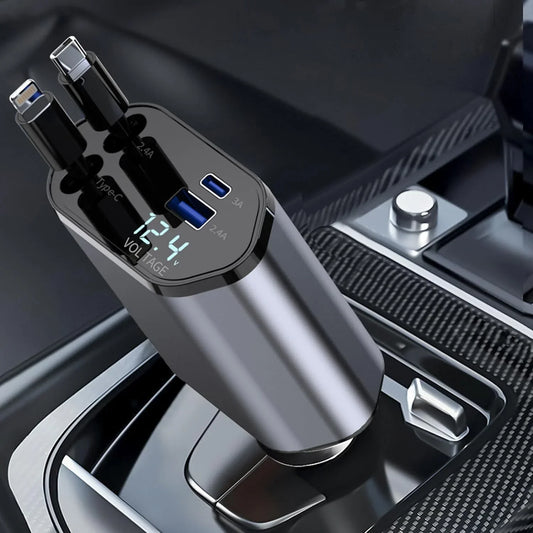 4 in 1 Retractable Car Phone Charger